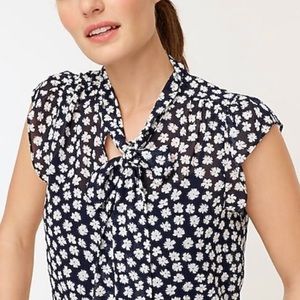 J. Crew Necktie Blouse in Daisy Print